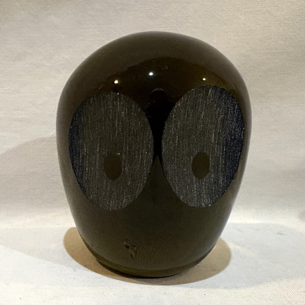 VTG MCM Whitefriars Art Glass Dark Design Owl Paperweight 1960s